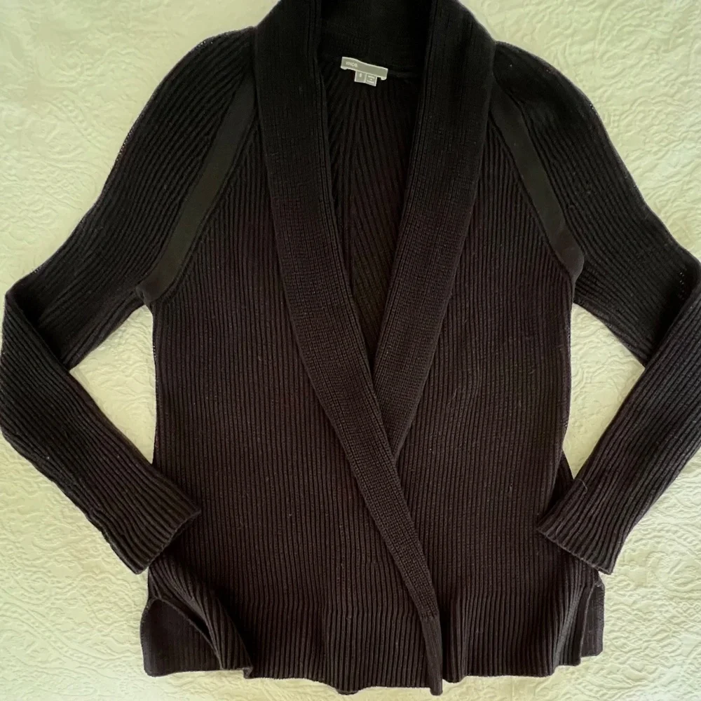 Vince navy blue shawl collar cotton cardigan - Picture 5 of 8